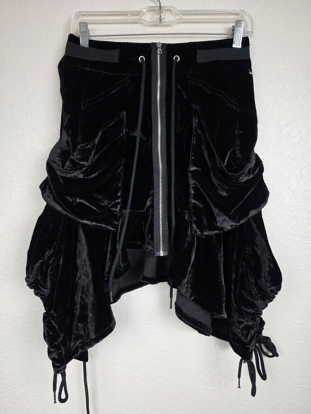Free People Black Velvet Asymmetric Skirt